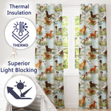Watercolor Hunting Dogs Ducks Lake Nature Seamless  Readymade Eyelet Ring Top Thermal 100% Blackout Curtains