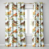 Watercolor Hunting Dogs Ducks Lake Nature Seamless  Readymade Eyelet Ring Top Thermal 100% Blackout Curtains