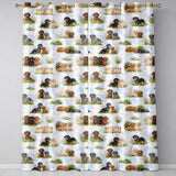 Dachshund Puppy Garden Floral Seamless  Readymade Eyelet Ring Top Thermal 100% Blackout Curtains