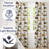 Dachshund Puppy Garden Floral Seamless  Readymade Eyelet Ring Top Thermal 100% Blackout Curtains