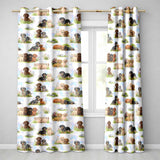Dachshund Puppy Garden Floral Seamless  Readymade Eyelet Ring Top Thermal 100% Blackout Curtains