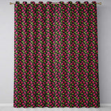 Dragon Fruit and Cactus Fruit  on Black Background  Readymade Eyelet Ring Top Thermal 100% Blackout Curtains