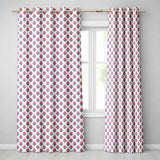 Stylised Pink Floral Bud  with Green Leaves on Light Background  Readymade Eyelet Ring Top Thermal 100% Blackout Curtains
