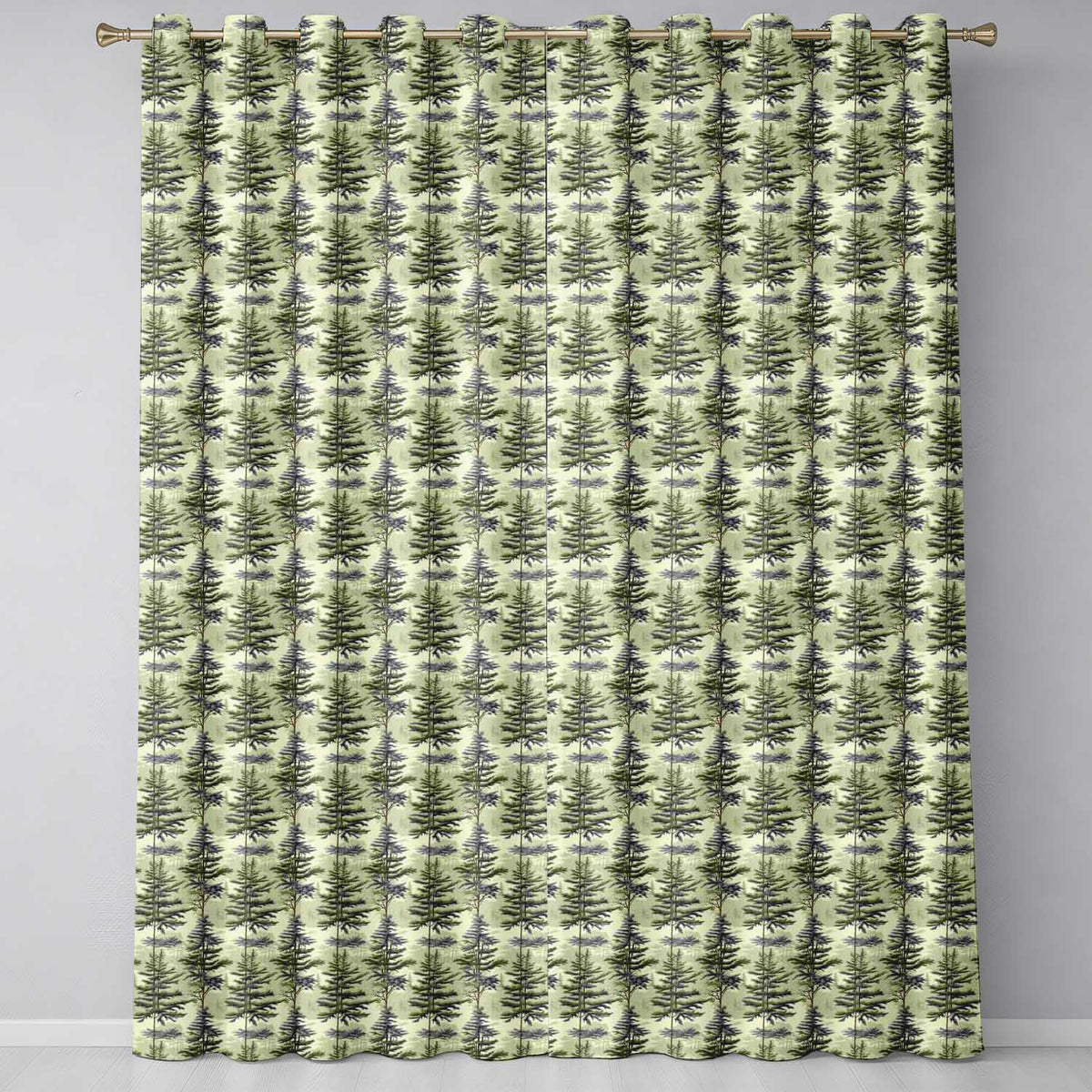 Pine Branch with White Blossom  on Light Background  Readymade Eyelet Ring Top Thermal 100% Blackout Curtains