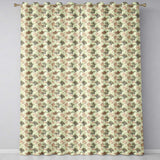 Beige Botanical Floral  with Delicate Leaves and Chrysanthemum Flowers  Readymade Eyelet Ring Top Thermal 100% Blackout Curtains