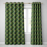 Lush Green Pine Needle  with Detailed Evergreen Branches on Dark Background  Readymade Eyelet Ring Top Thermal 100% Blackout Curtains