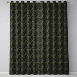Dark Evergreen Fir Branch  with Dense Foliage on Black Background  Readymade Eyelet Ring Top Thermal 100% Blackout Curtains