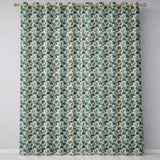 Botanical Pine Branch  with White Blossoms and Birds on Soft Green Background  Readymade Eyelet Ring Top Thermal 100% Blackout Curtains