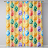 Pastel Easter Egg  with Floral Designs on Soft Golden Background  Readymade Eyelet Ring Top Thermal 100% Blackout Curtains