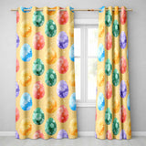 Pastel Easter Egg  with Floral Designs on Soft Golden Background  Readymade Eyelet Ring Top Thermal 100% Blackout Curtains