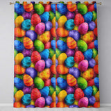 Bright Watercolour Easter Egg  in Vibrant Multicolour Tones  Readymade Eyelet Ring Top Thermal 100% Blackout Curtains