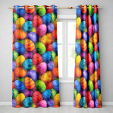 Bright Watercolour Easter Egg  in Vibrant Multicolour Tones  Readymade Eyelet Ring Top Thermal 100% Blackout Curtains