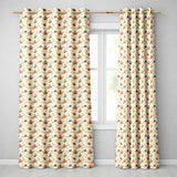 Vintage Style Autumn Leaves in Muted Brown and Taupe Tones on Cream Background  Readymade Eyelet Ring Top Thermal 100% Blackout Curtains