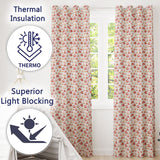 Rich Autumn Leaves in Deep Orange and Dark Green with Berry Detail  Readymade Eyelet Ring Top Thermal 100% Blackout Curtains