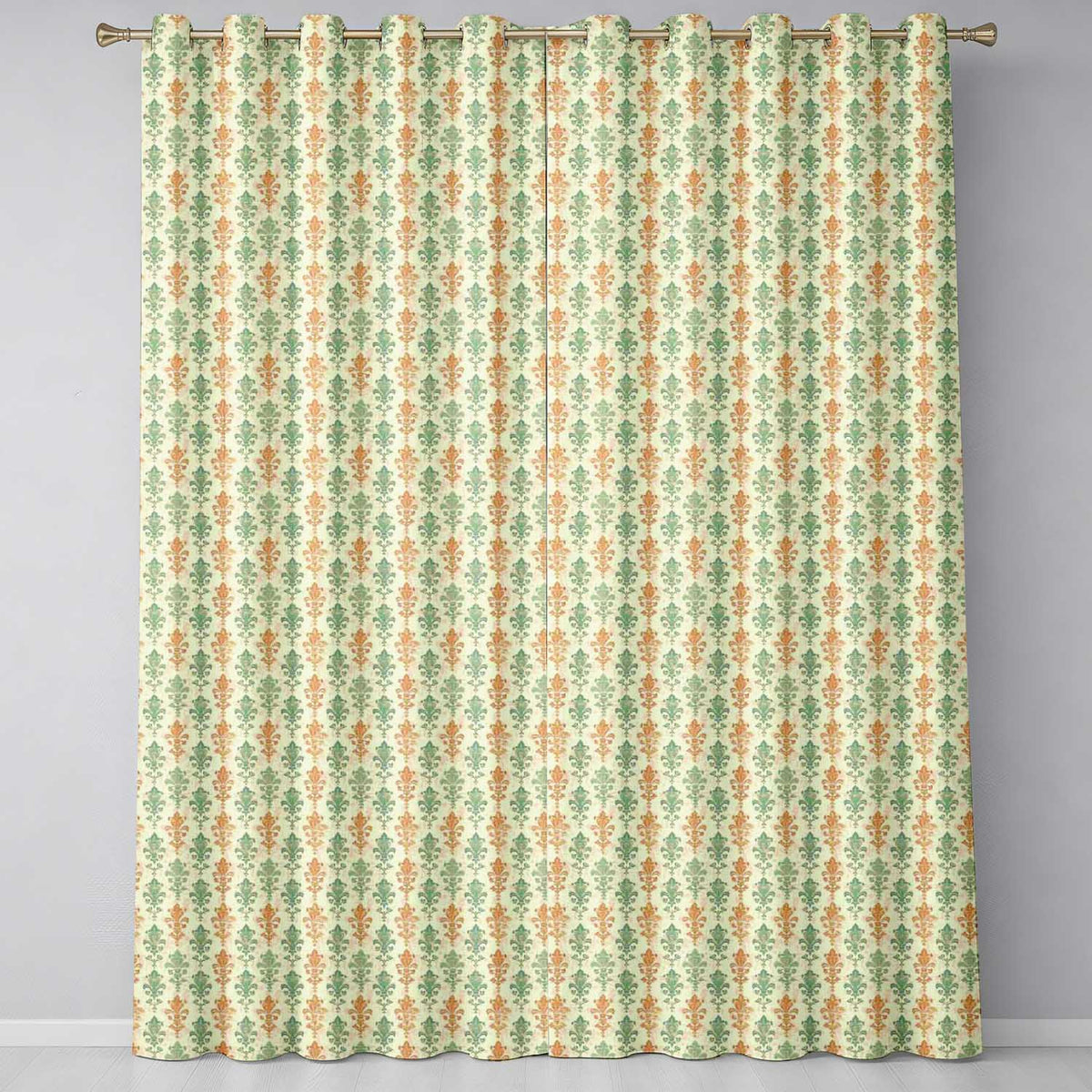 Distressed Blue Fleur de Lis  on Aged Textured Background  Readymade Eyelet Ring Top Thermal 100% Blackout Curtains