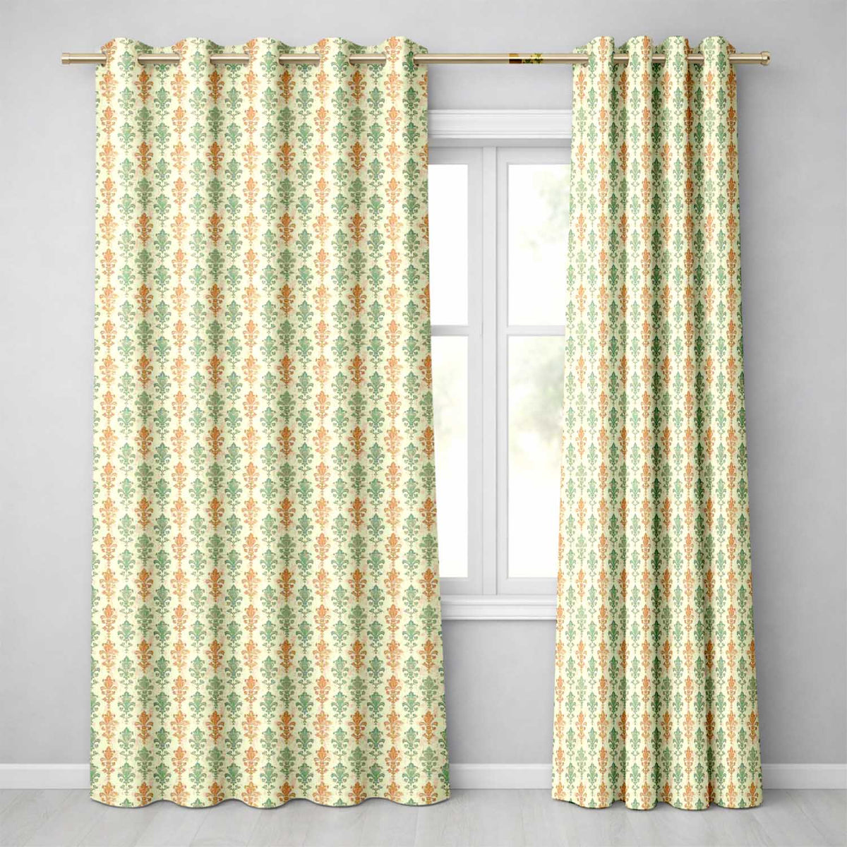 Distressed Blue Fleur de Lis  on Aged Textured Background  Readymade Eyelet Ring Top Thermal 100% Blackout Curtains