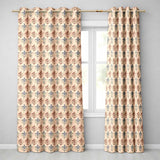 Distressed Red and Blue Fleur de Lis Vintage  on Aged Cream Background  Readymade Eyelet Ring Top Thermal 100% Blackout Curtains