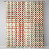 Classic Red Fleur de Lis with Decorative Floral Motif on Neutral Background  Readymade Eyelet Ring Top Thermal 100% Blackout Curtains