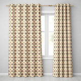 Ornate Red and Blue Fleur de Lis Tile  with Decorative Elements  Readymade Eyelet Ring Top Thermal 100% Blackout Curtains
