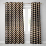 Elegant Gold Fleur de Lis  on Black Background Classic Design  Readymade Eyelet Ring Top Thermal 100% Blackout Curtains