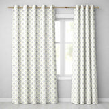Soft Pastel Green and Lavender Fleur de Lis Ornamental  Readymade Eyelet Ring Top Thermal 100% Blackout Curtains