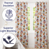 Halloween Donuts Cupcakes and Spiders Seamless  on Grey Background  Readymade Eyelet Ring Top Thermal 100% Blackout Curtains