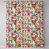 Watercolor Baby Deer Fawn with Colorful Floral Botanical Background  Readymade Eyelet Ring Top Thermal 100% Blackout Curtains