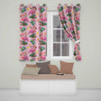 Tropical Flamingo with Hibiscus Flowers and Leaves   Blush Pink Background  Readymade Eyelet Ring Top Thermal 100% Blackout Curtains