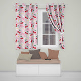 Cherry Bow and Daisy Pink Gingham Seamless  Readymade Eyelet Ring Top Thermal 100% Blackout Curtains