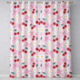 Cherry Bow and Daisy Pink Gingham Seamless  Readymade Eyelet Ring Top Thermal 100% Blackout Curtains