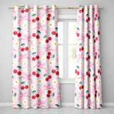 Cherry Bow and Daisy Pink Gingham Seamless  Readymade Eyelet Ring Top Thermal 100% Blackout Curtains