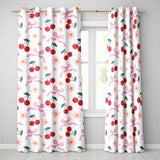 Cherry Bow and Daisy Seamless on White Background Readymade Eyelet Ring Top Thermal 100% Blackout Curtains