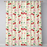 Cherry Bow and Daisy Yellow Gingham Seamless  Readymade Eyelet Ring Top Thermal 100% Blackout Curtains