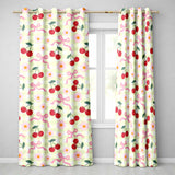 Cherry Bow and Daisy Yellow Gingham Seamless  Readymade Eyelet Ring Top Thermal 100% Blackout Curtains