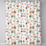 Watercolor Fox Mushroom Autumn Woodland Seamless  Readymade Eyelet Ring Top Thermal 100% Blackout Curtains