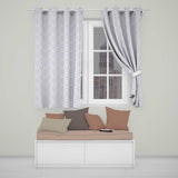 Vintage Blue Damask Ornamental Seamless  Readymade Eyelet Ring Top Thermal 100% Blackout Curtains