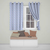 Vintage Blue Rose Stripe Floral Seamless  Readymade Eyelet Ring Top Thermal 100% Blackout Curtains