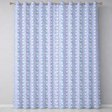 Vintage Blue Rose Stripe Floral Seamless  Readymade Eyelet Ring Top Thermal 100% Blackout Curtains