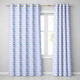 Vintage Blue Rose Stripe Floral Seamless  Readymade Eyelet Ring Top Thermal 100% Blackout Curtains