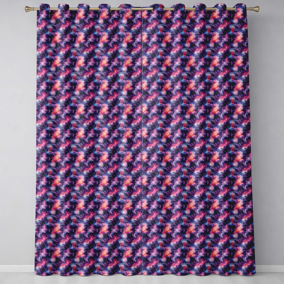 Watercolor Nebula Galaxy Pink Purple Space Seamless  Artistic  Readymade Eyelet Ring Top Thermal 100% Blackout Curtains