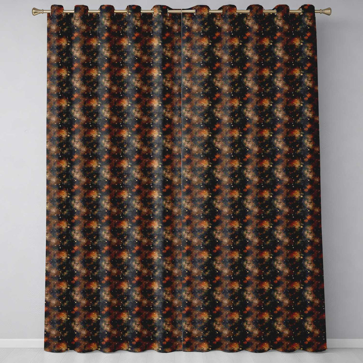 Dark Brown Gold Nebula Galaxy Space Seamless  Moody Cosmic  Readymade Eyelet Ring Top Thermal 100% Blackout Curtains