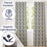 Realistic Purple Grapes and Vine Leaves Seamless  Readymade Eyelet Ring Top Thermal 100% Blackout Curtains