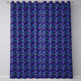 Teal Leaves With Purple Grapes Decorative Seamless  Readymade Eyelet Ring Top Thermal 100% Blackout Curtains