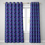 Teal Leaves With Purple Grapes Decorative Seamless  Readymade Eyelet Ring Top Thermal 100% Blackout Curtains