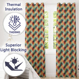 Abstract Watercolour Burst in Teal Orange and Red Seamless  Readymade Eyelet Ring Top Thermal 100% Blackout Curtains