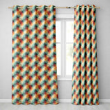 Abstract Watercolour Burst in Teal Orange and Red Seamless  Readymade Eyelet Ring Top Thermal 100% Blackout Curtains