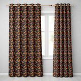 Halloween Bats in Orange Yellow and Black Seamless  Readymade Eyelet Ring Top Thermal 100% Blackout Curtains
