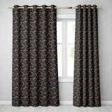 Cartoon Bats and Stars on Black Background Fun Halloween Seamless  Readymade Eyelet Ring Top Thermal 100% Blackout Curtains
