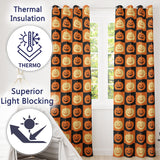 Halloween Pumpkin Faces Orange and Black Checkerboard Seamless  Readymade Eyelet Ring Top Thermal 100% Blackout Curtains