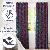 Colourful Hearts on Navy Background  Love Seamless  Valentine Design  Readymade Eyelet Ring Top Thermal 100% Blackout Curtains